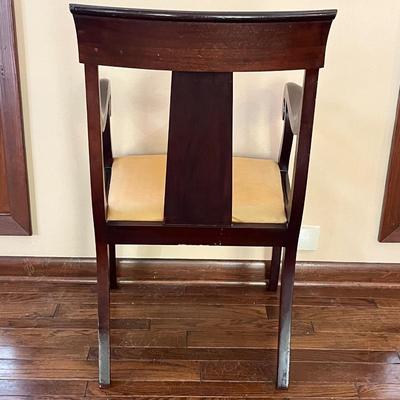 Solid Mahogany Occasional Arm Chair With Gold Velvet Seat