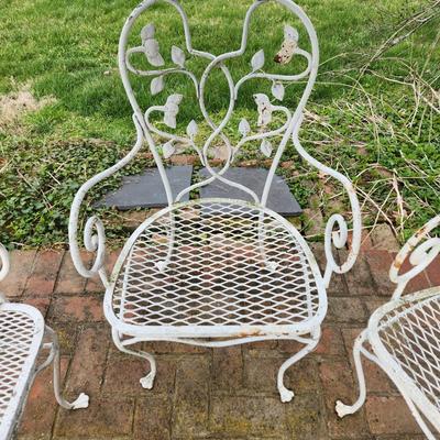 Metal Patio Bench and 2 metal chairs
