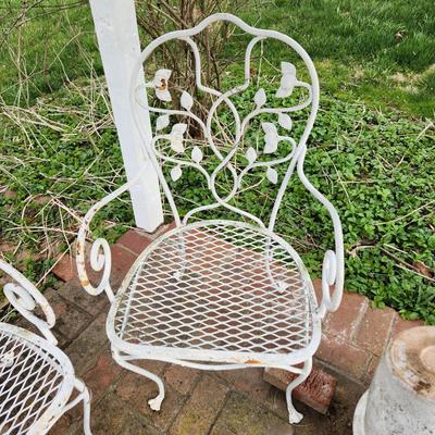 Metal Patio Bench and 2 metal chairs