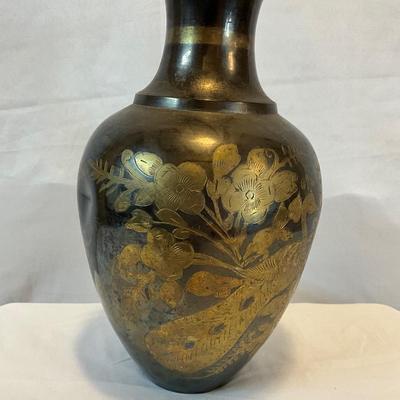 Vintage India Brass Vase 10in