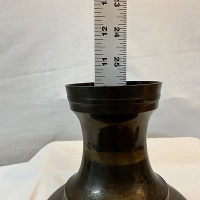Vintage India Brass Vase 10in