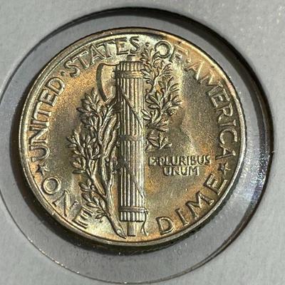 1945-P Uncirculated Condition Silver Mercury Dime as Pictured.
