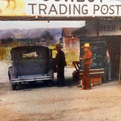 Death Valley Trading Post Art Print in Canvas Signed by Artist Retro Decor VTG California 1960's New in Box