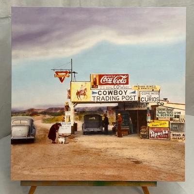 Death Valley Trading Post Art Print in Canvas Signed by Artist Retro Decor VTG California 1960's New in Box