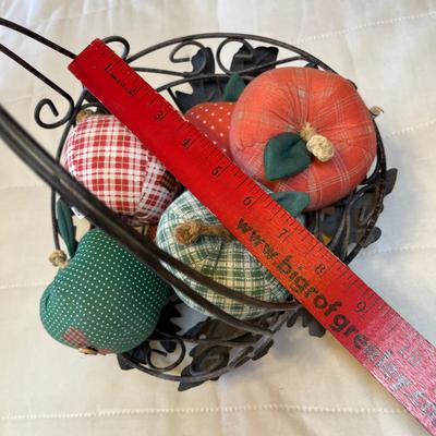Wire basket with cloth apples