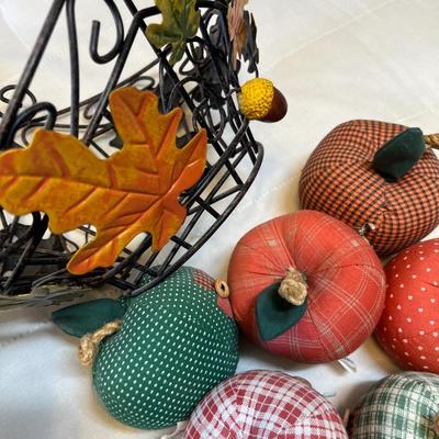 Wire basket with cloth apples