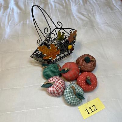 Wire basket with cloth apples