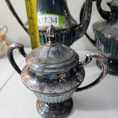 4 Pc S.F. Co. EPC 591 1/2 Silverplate Coffee Tea Pot Creamer Sugar Bowl