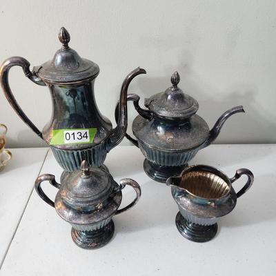 4 Pc S.F. Co. EPC 591 1/2 Silverplate Coffee Tea Pot Creamer Sugar Bowl