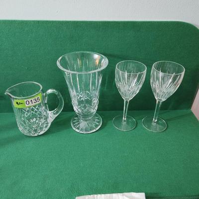 Waterford Crystal Glass Lot Vase Pitcher Glasses
