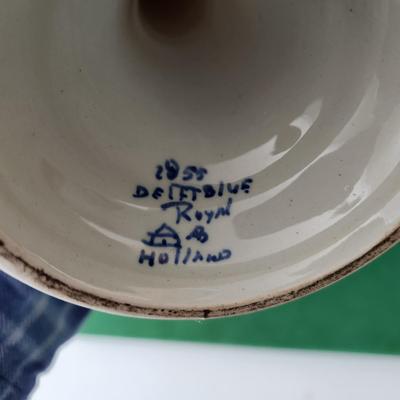Large Lot of Delft Blue Holland Candle Holder Cups Pitcher Vases Bowl