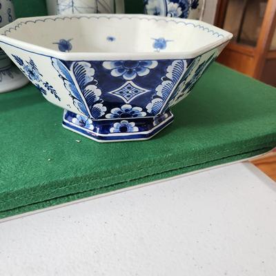 Large Lot of Delft Blue Holland Candle Holder Cups Pitcher Vases Bowl