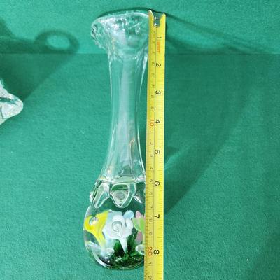 2 Vintage Joe St. Clair Art Glass Candle Holder Vase
