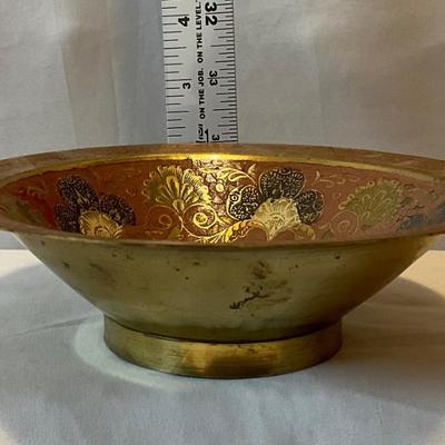 Vintage India brass painted bowl