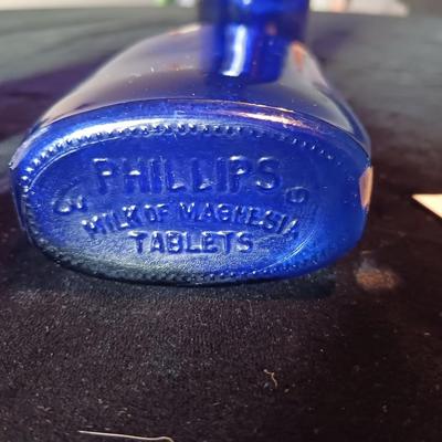 MILK OF MAGNESIA AND OTHER BLUE GLASS BOTTLES