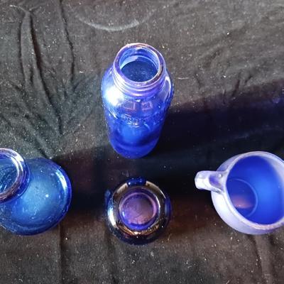 MILK OF MAGNESIA AND OTHER BLUE GLASS BOTTLES