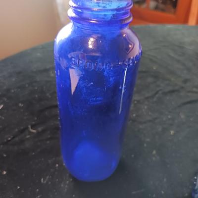 MILK OF MAGNESIA AND OTHER BLUE GLASS BOTTLES