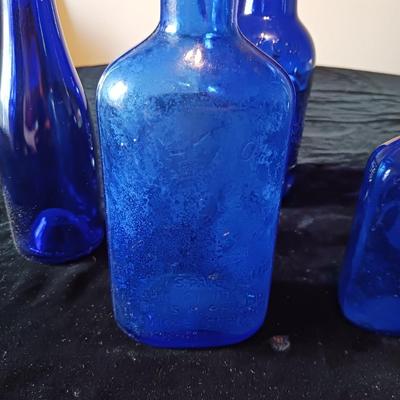 MILK OF MAGNESIA AND OTHER BLUE GLASS BOTTLES
