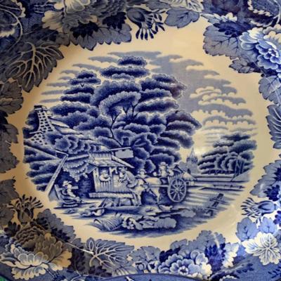 Enoch Woods & Sons England 10â€ Flow Blue Plates