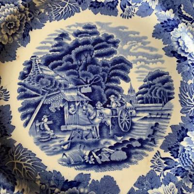 Enoch Woods & Sons England 10â€ Flow Blue Plates