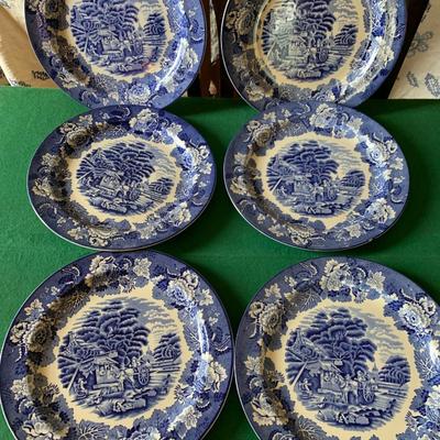 Enoch Woods & Sons England 10â€ Flow Blue Plates