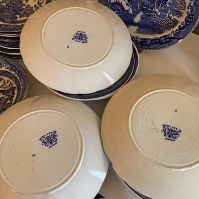 HUGE LOT Antique & Modern Flow Blue Plates