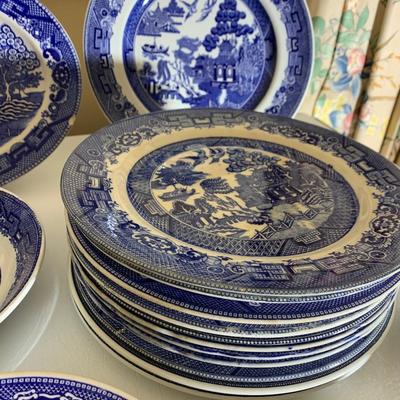 HUGE LOT Antique & Modern Flow Blue Plates