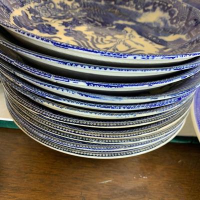 HUGE LOT Antique & Modern Flow Blue Plates