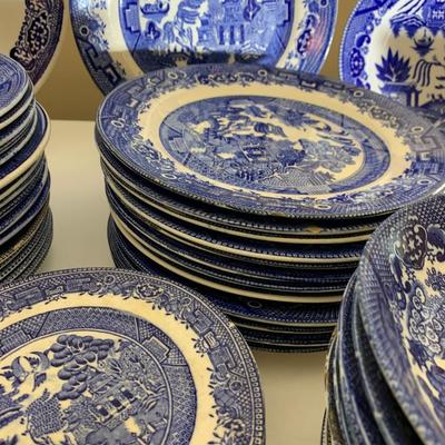 HUGE LOT Antique & Modern Flow Blue Plates