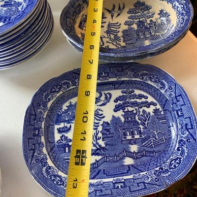 HUGE LOT - Vintage Flow Blue Serving Bowls & Casserole Dishes
