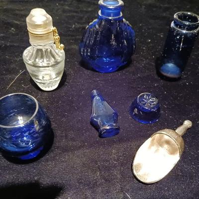 A COLLECTION OF BLUE GLASS
