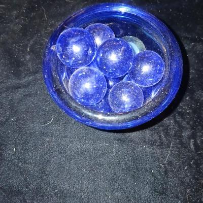 A COLLECTION OF BLUE GLASS