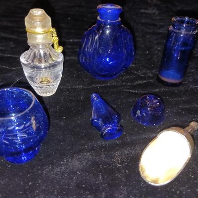 A COLLECTION OF BLUE GLASS