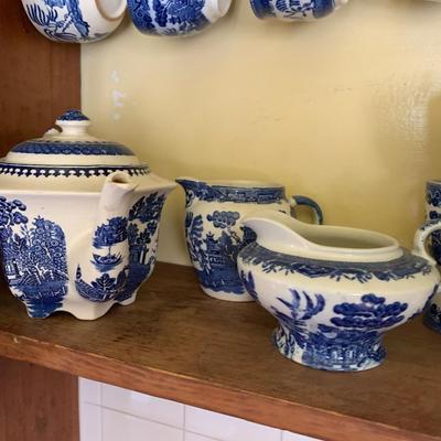 HUGE LOT - Vintage Flow Blue Tea Cups Creamer Sugars Salt Peppers +++
