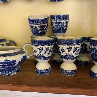 HUGE LOT - Vintage Flow Blue Tea Cups Creamer Sugars Salt Peppers +++