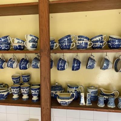 HUGE LOT - Vintage Flow Blue Tea Cups Creamer Sugars Salt Peppers +++