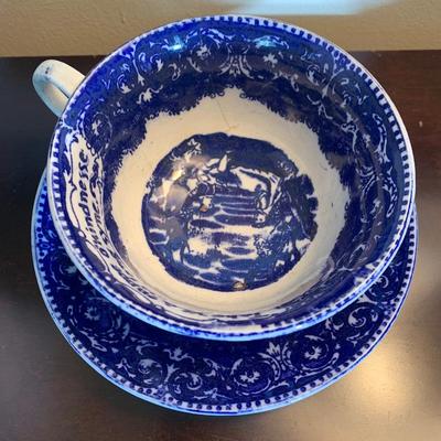Large Flow Blue Cup & Saucer England