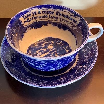 Large Flow Blue Cup & Saucer England