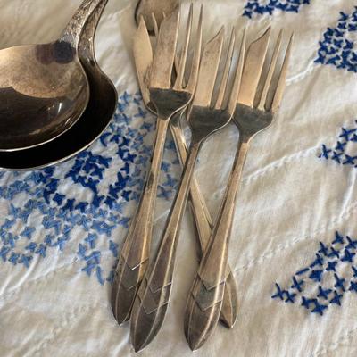 Large Silver Plate Lot Looking Glass Flatware Vase