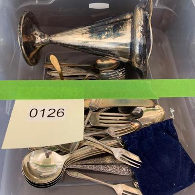 Large Silver Plate Lot Looking Glass Flatware Vase