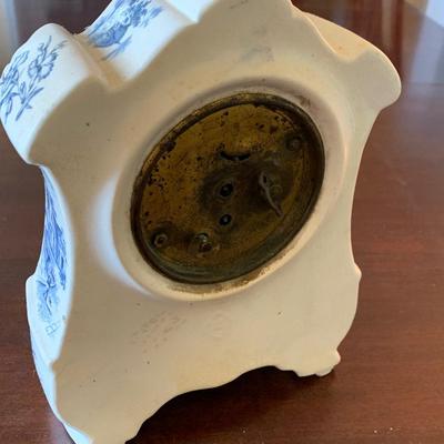Ansonia Flow Blue Pattern Porcelain Mantle Clock
