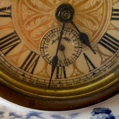 Ansonia Flow Blue Pattern Porcelain Mantle Clock