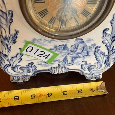 Ansonia Flow Blue Pattern Porcelain Mantle Clock