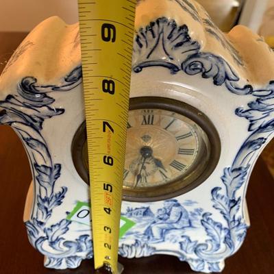Ansonia Flow Blue Pattern Porcelain Mantle Clock