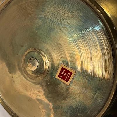 Vintage India brass candlestick holder with candle snuffer