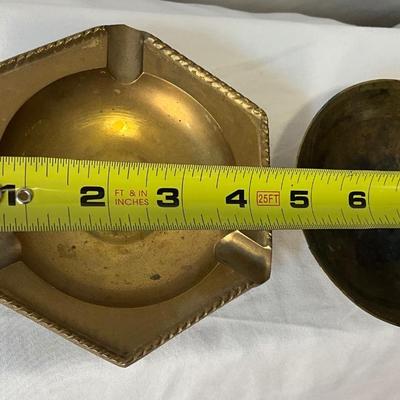 Vintage brass ashtray, and trinket bowl