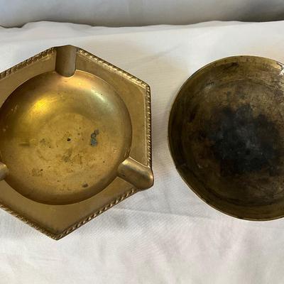 Vintage brass ashtray, and trinket bowl