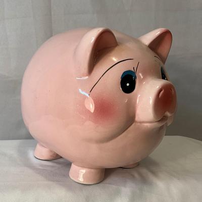 Vintage ceramic pink piggy bank