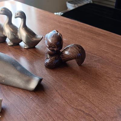 BRASS & CERAMIC DUCKS, PEWTER KANGAROO & A FLYING PIG