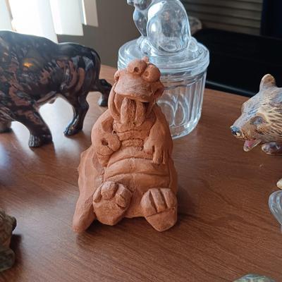 GLASS MICKEY MOUSE AND A COLLECTION OF ANIMAL FIGURES